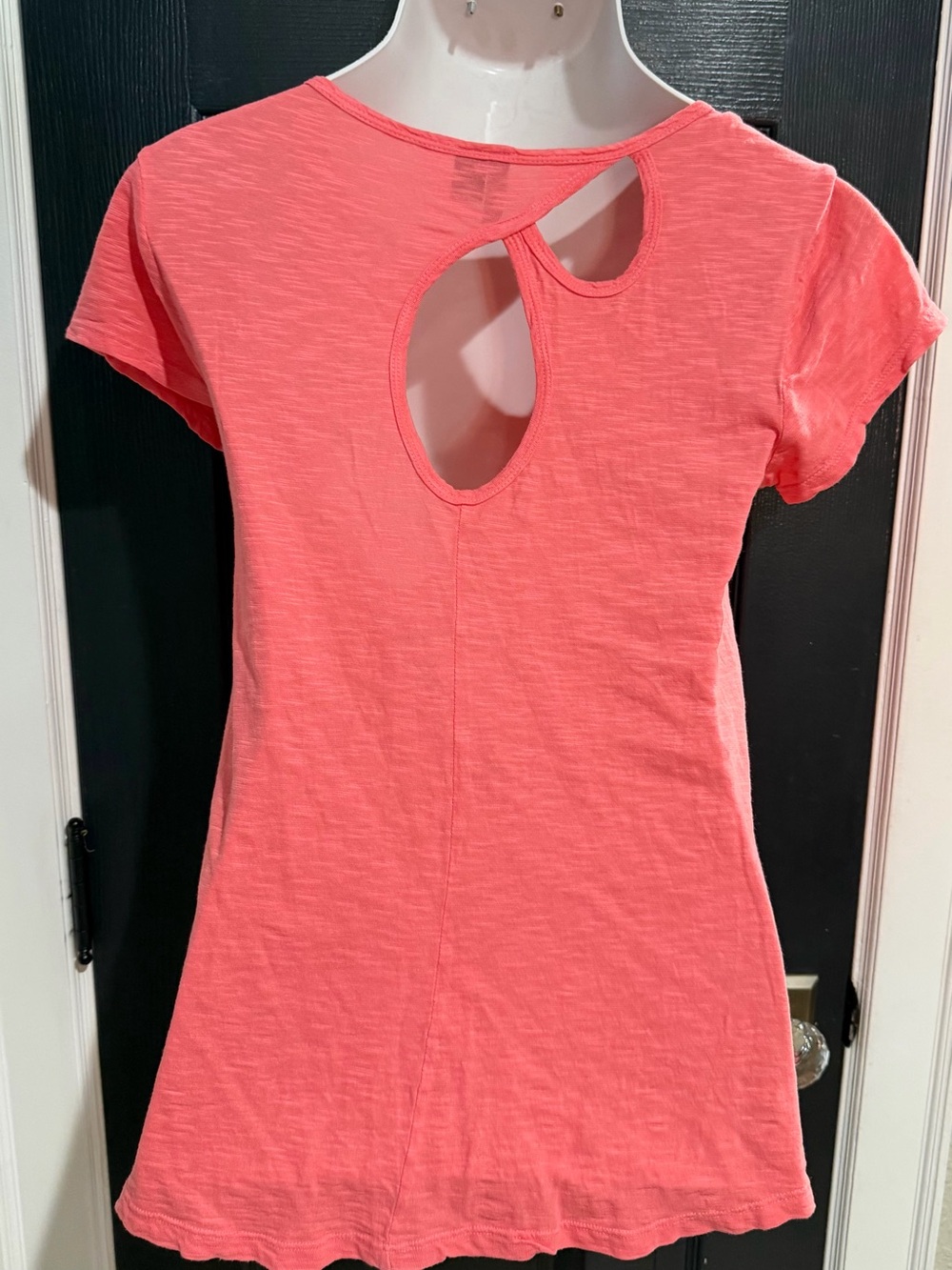 Anthropologie Coral Short Sleeve Top with Back Keyhole